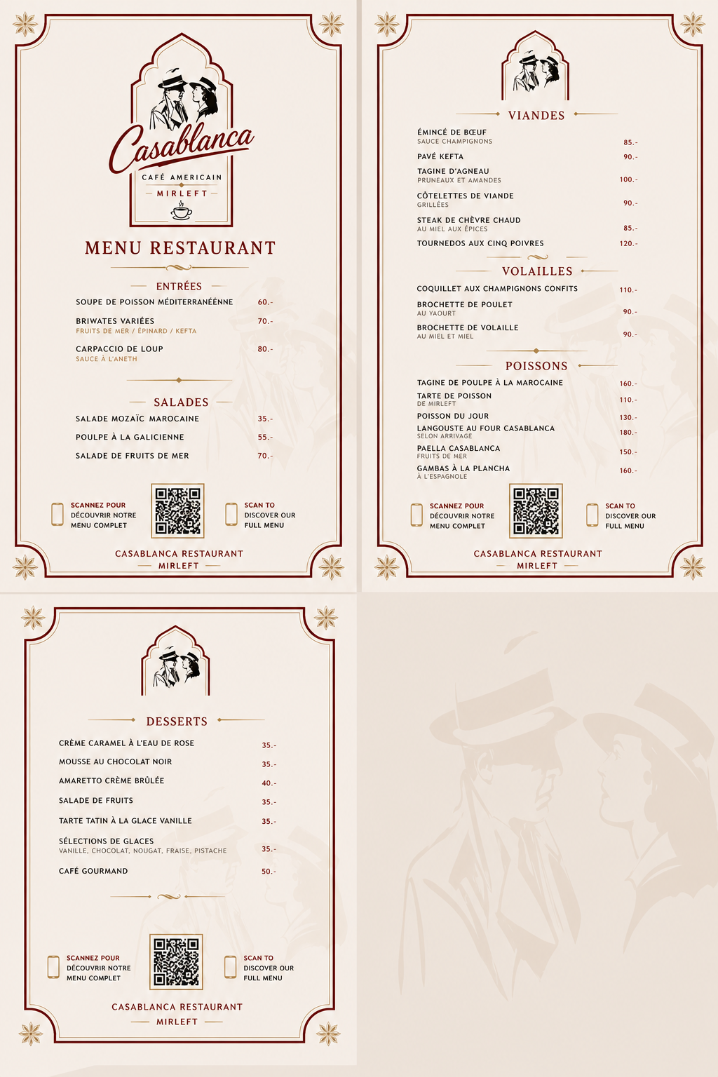 Menu Casablanca